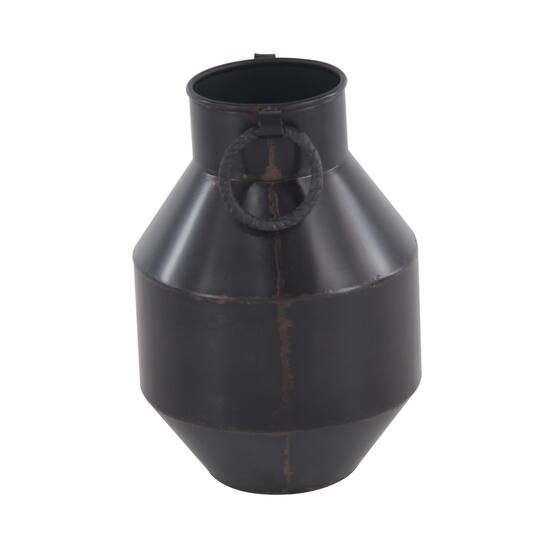 Dark Brown Metal Rustic Vase, 12" x 8" x 8"